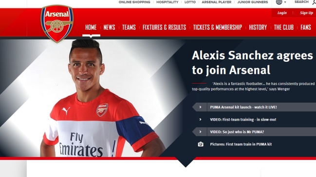  Arsenal oficializó el fichaje de Alexis Sánchez  