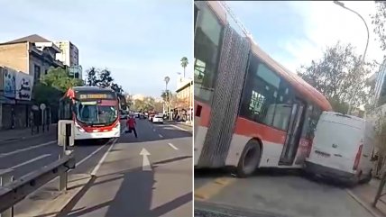   Conductor de micro chocó camioneta, intentó darse a la fuga y roció a personas con un extintor 