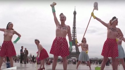   Activistas de Femen se desnudaron contra la extrema derecha en Francia 