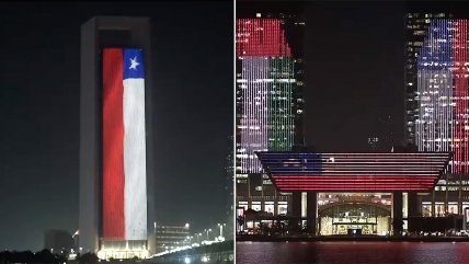   Abu Dhabi decoró edificios con bandera chilena 