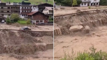   Autos fueron arrastrados por fuertes corrientes de lodo en Austria 