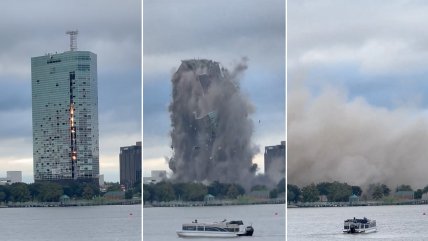   Impresionante demolición de edificio dañado por huracanes en Estados Unidos 