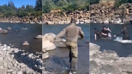   Carabineros salvó a una niña que era arrastrada por caudal del río Cautín 