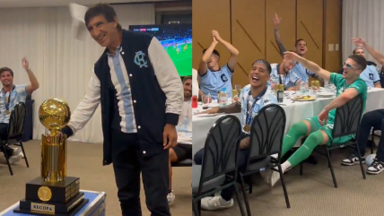   [VIDEO] Con canción de cumpleaños para Costas: El festejo de Racing por la Recopa 
