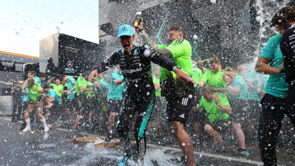   El gran festejo de George Russell y Mercedes en el GP de Austria 